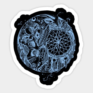 Light Blue Skull and Dreamcatcher Circle Sticker